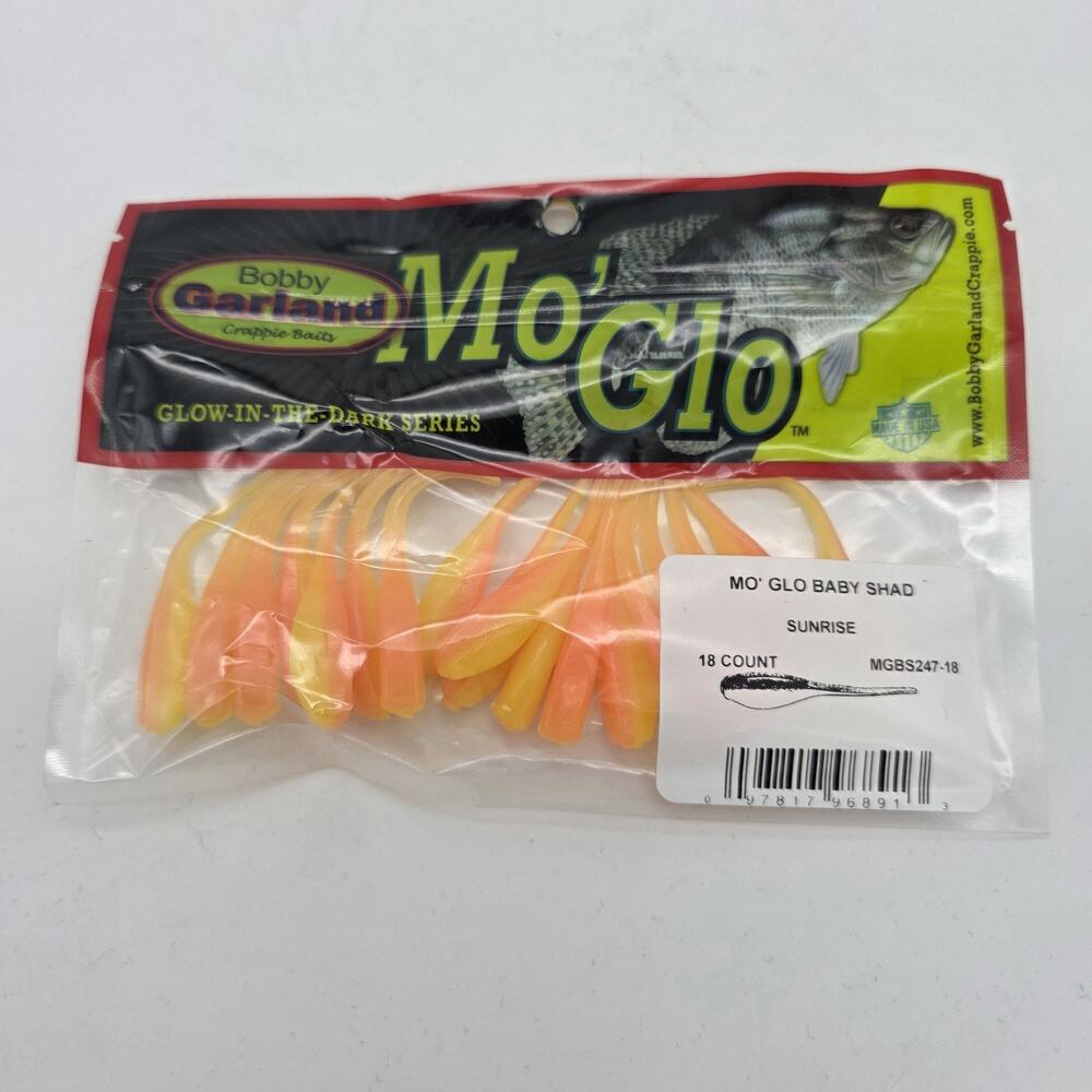 Bobby Garland Mo’ Glo Baby Shad Sunrise 2” Glow Crappie Baits Lot of 6